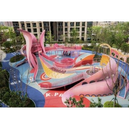 廊桥造型组合不锈钢滑梯